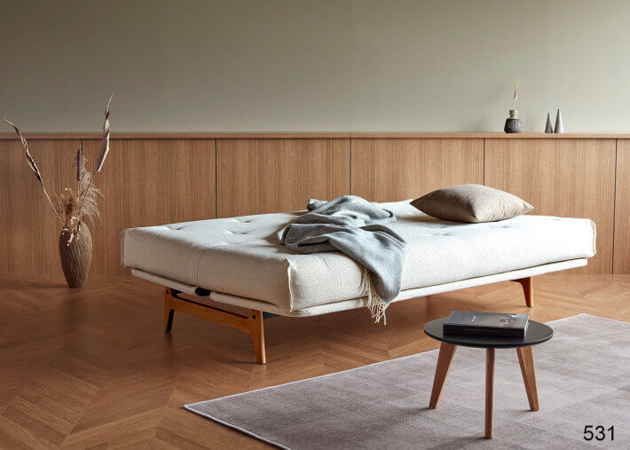 CANAPE CONVERTIBLE DESIGN SCANDINAVE PIETEMENT CHENE - 40 COULEURS AU CHOIX - ASLAK PAR INNOVATION LIVING