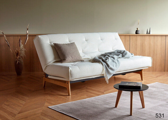CANAPE CONVERTIBLE DESIGN SCANDINAVE PIETEMENT CHENE - 40 COULEURS AU CHOIX - ASLAK PAR INNOVATION LIVING