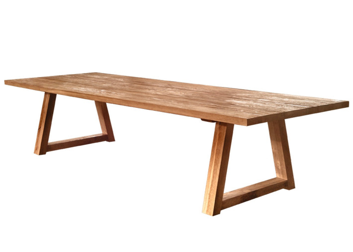 TABLE DE JARDIN FORME RECTANGLE EN TECK RECYCLE L 200 OU 250 CM - KENYA PAR GARDEN ART