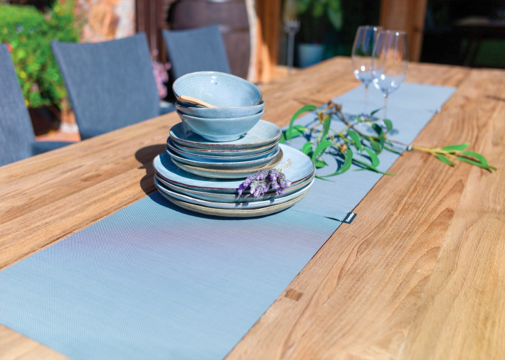 TABLE DE JARDIN FORME RECTANGLE EN TECK RECYCLE L 200 OU 250 CM - KENYA PAR GARDEN ART
