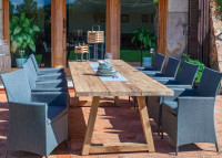 TABLE DE JARDIN FORME RECTANGLE EN TECK RECYCLE L 200 OU 250 CM - KENYA PAR GARDEN ART