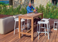 TABLE SNACK - TABLE BAR EN TECK RECYLCE INTERIEUR EXTERIEUR 180x75 - KENYA PAR GARDEN ART