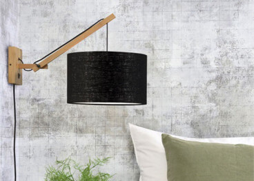 APPLIQUE MURALE DESIGN ORIENTABLE EN BAMBOU NOIR OU NATUREL ET ABAT-JOUR LIN 8 COULEURS - ANDES 2 PAR GOOD&MOJO