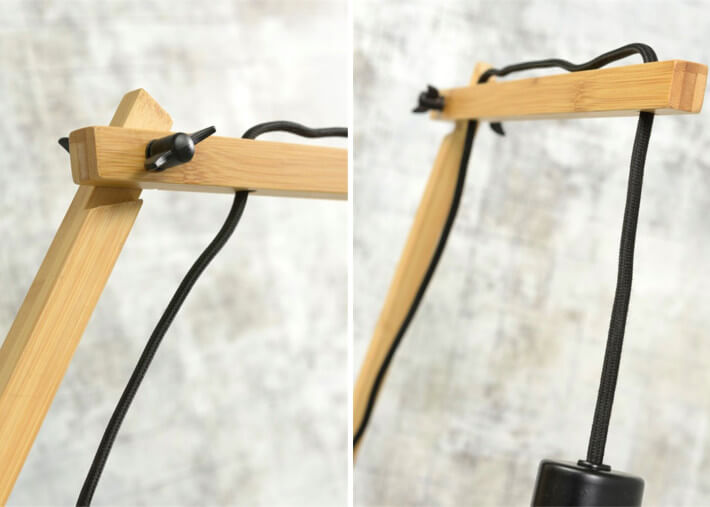 APPLIQUE MURALE AVEC LONG BRAS ORIENTABLE EN BAMBOU NOIR OU NATUREL ET ABAT-JOUR LIN 8 COULEURS - ANDES 3 PAR GOOD&MOJO