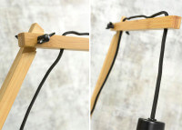 APPLIQUE MURALE AVEC LONG BRAS ORIENTABLE EN BAMBOU NOIR OU NATUREL ET ABAT-JOUR LIN 8 COULEURS - ANDES 3 PAR GOOD&MOJO