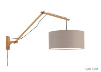 APPLIQUE MURALE AVEC LONG BRAS ORIENTABLE EN BAMBOU NOIR OU NATUREL ET ABAT-JOUR LIN 8 COULEURS - ANDES 3 PAR GOOD&MOJO