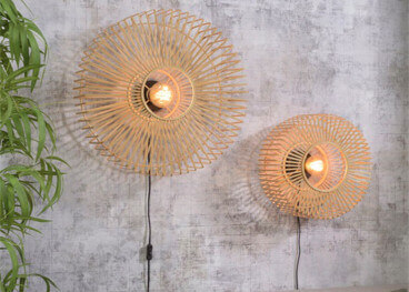 APPLIQUE DESIGN FORME SOLEIL EN BAMBOU NATUREL Ø 40 ou 50  - BROMO PAR GOOD&MOJO
