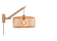 APPLIQUE MURALE ORIENTABLE EN BAMBOU NOIR OU NATUREL FORME SPHERIQUE - BROMO PAR GOOD&MOJO