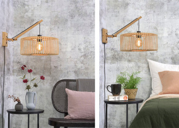 APPLIQUE MURALE ORIENTABLE EN BAMBOU NOIR OU NATUREL FORME SPHERIQUE - BROMO PAR GOOD&MOJO 2