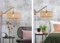 APPLIQUE MURALE ORIENTABLE EN BAMBOU NOIR OU NATUREL FORME SPHERIQUE - BROMO PAR GOOD&MOJO