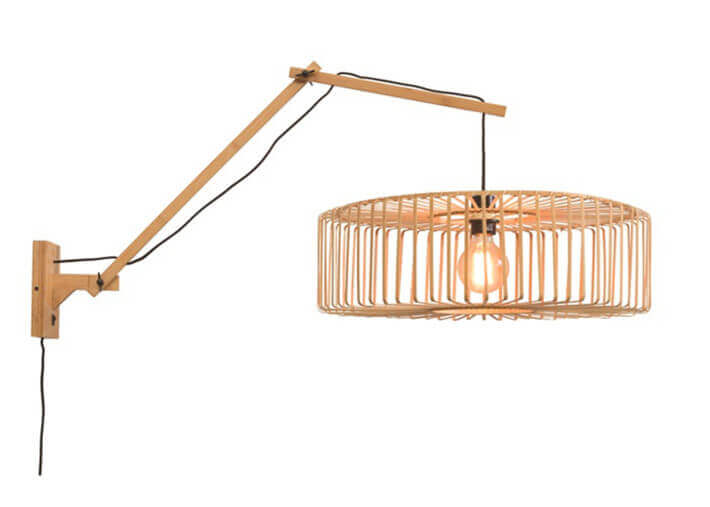 APPLIQUE A LONG BRAS ORIENTABLE FORME SPHERE EN BAMBOU NATUREL 2 COLORIS - BROMO PAR GOOD&MOJO