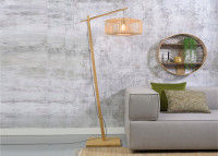 LAMPADAIRE AU DESIGN CHALEUREUX FORME SPHERE EN BAMBOU NATUREL OU NOIR H176 - BROMO PAR GOOD&MOJO