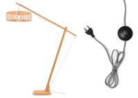 LAMPADAIRE DESIGN ORIENTABLE EN BAMBOU NATUREL ET ABAT-JOUR NOIR ET NATUREL H270 - BROMO 2 PAR GOOD&MOJO