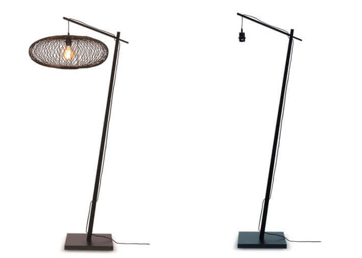 LAMPADAIRE MODERNE ET CHALEUREUX FORME SPHERIQUE EN BAMBOU NATUREL OU NOIR H176 - CANGO PAR GOOD&MOJO