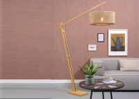 LAMPADAIRE EN BAMBOU ORIENTABLE AVEC ABAT-JOUR SPHERIQUE EN JUTE NATUREL - IGUAZU PAR GOOD&MOJO