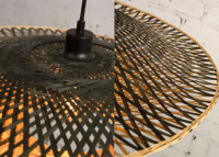 APPLIQUE EN BAMBOU AVEC ABAT-JOUR TRESSE -  BRAS ARTICULE - KALIMANTAN PAR GOOD&MOJO