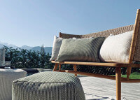 COUSSIN DE JARDIN 40*60 EN POLYPROPYLENE BLEU KAKI BEIGE ARONA PAR ANGEL DES MONTAGNES