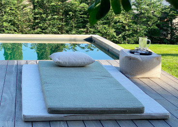 MATELAS DE JARDIN 1 OU 2 PLACES EN POLYPROPYLENE BLEU KAKI OU BEIGE - ARONA PAR ANGEL DES MONTAGNES 2