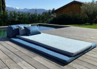 MATELAS DE JARDIN 1 OU 2 PLACES EN POLYPROPYLENE BLEU KAKI OU BEIGE - ARONA PAR ANGEL DES MONTAGNES