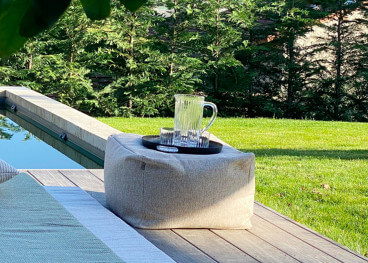 POUF D'EXTERIEUR FORME CARREE OU DEMI-LUNE BLEU KAKI OU BEIGE - ARONA PAR ANGEL DES MONTAGNES 2