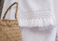 SERVIETTE DE TOILETTE OU DRAP DE BAIN EN COTON BLANC SABLE OU GRIS - CARINE PAR HOUSE IN STYLE
