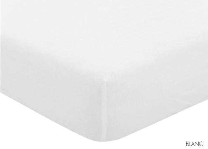 DRAP HOUSSE EN SATIN DE COTON BLANC ECRU GRIS COGNAC NOIR BLEU - VALENCIA PAR HOUSE IN STYLE