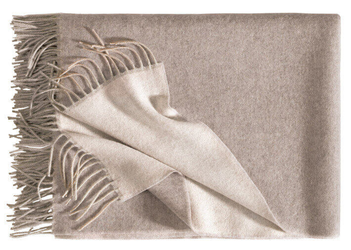 PLAID CHAUD ET DOUX EN CACHEMIRE ET LAINE GRIS BEIGE ROSE OU TAUPE AU CHOIX 135x195 - ALASSIO PAR EAGLE PRODUCTS