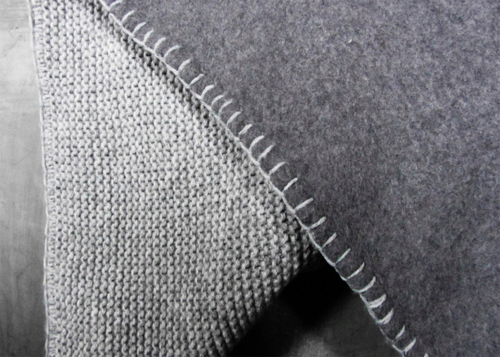 PLAID REVERSIBLE GRIS EN LAINE ANGORA ET CACHEMIRE TOSCANA PAR MIKMAX
