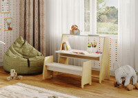 PETIT BUREAU ENFANT EVOLUTIF AVEC OU SANS ETAGERES DE RANGEMENT - ASYMETRY PAR MATHY BY BOLS