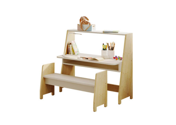 PETIT BUREAU ENFANT EVOLUTIF AVEC OU SANS ETAGERES DE RANGEMENT - ASYMETRY PAR MATHY BY BOLS