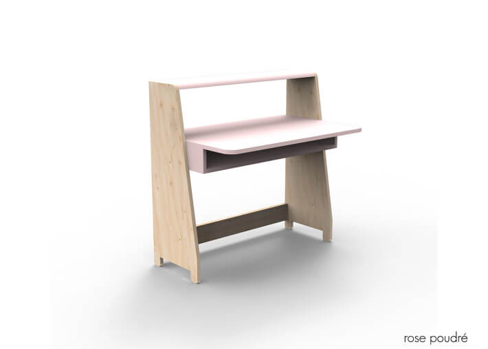 PETIT BUREAU ENFANT EVOLUTIF AVEC OU SANS ETAGERES DE RANGEMENT - ASYMETRY PAR MATHY BY BOLS
