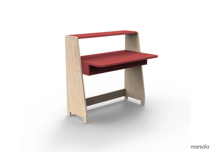 PETIT BUREAU ENFANT EVOLUTIF AVEC OU SANS ETAGERES DE RANGEMENT - ASYMETRY PAR MATHY BY BOLS