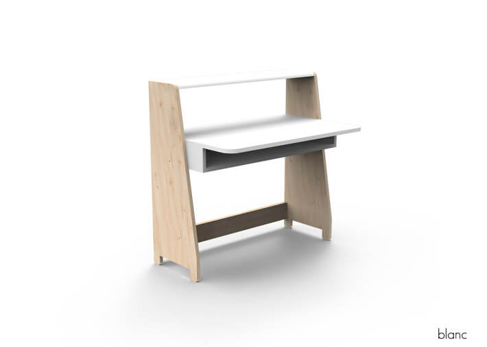 PETIT BUREAU ENFANT EVOLUTIF AVEC OU SANS ETAGERES DE RANGEMENT - ASYMETRY PAR MATHY BY BOLS