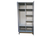 ARMOIRE 2 PORTES AVEC PENDERIE ET 6 ETAGERES - 26 COLORIS ET PIEDS EN BOULEAU - MADAVIN PAR MATHY BY BOLS