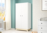 ARMOIRE 2 PORTES AVEC PENDERIE ET 6 ETAGERES - 26 COLORIS ET PIEDS EN BOULEAU - MADAVIN PAR MATHY BY BOLS