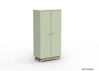 ARMOIRE 2 PORTES AVEC PENDERIE ET 6 ETAGERES - 26 COLORIS ET PIEDS EN BOULEAU - MADAVIN PAR MATHY BY BOLS