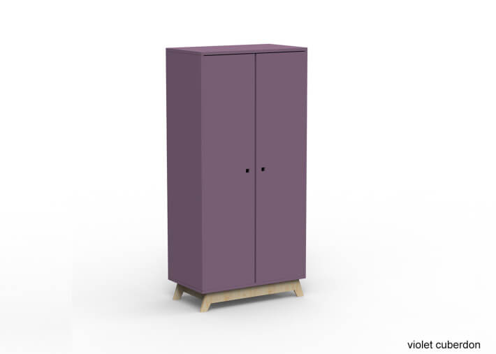 ARMOIRE 2 PORTES AVEC PENDERIE ET 6 ETAGERES - 26 COLORIS ET PIEDS EN BOULEAU - MADAVIN PAR MATHY BY BOLS
