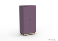 ARMOIRE 2 PORTES AVEC PENDERIE ET 6 ETAGERES - 26 COLORIS ET PIEDS EN BOULEAU - MADAVIN PAR MATHY BY BOLS