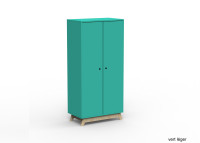 ARMOIRE 2 PORTES AVEC PENDERIE ET 6 ETAGERES - 26 COLORIS ET PIEDS EN BOULEAU - MADAVIN PAR MATHY BY BOLS