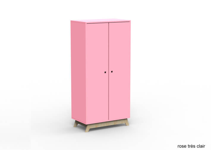 ARMOIRE 2 PORTES AVEC PENDERIE ET 6 ETAGERES - 26 COLORIS ET PIEDS EN BOULEAU - MADAVIN PAR MATHY BY BOLS
