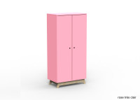 ARMOIRE 2 PORTES AVEC PENDERIE ET 6 ETAGERES - 26 COLORIS ET PIEDS EN BOULEAU - MADAVIN PAR MATHY BY BOLS