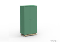 ARMOIRE 2 PORTES AVEC PENDERIE ET 6 ETAGERES - 26 COLORIS ET PIEDS EN BOULEAU - MADAVIN PAR MATHY BY BOLS