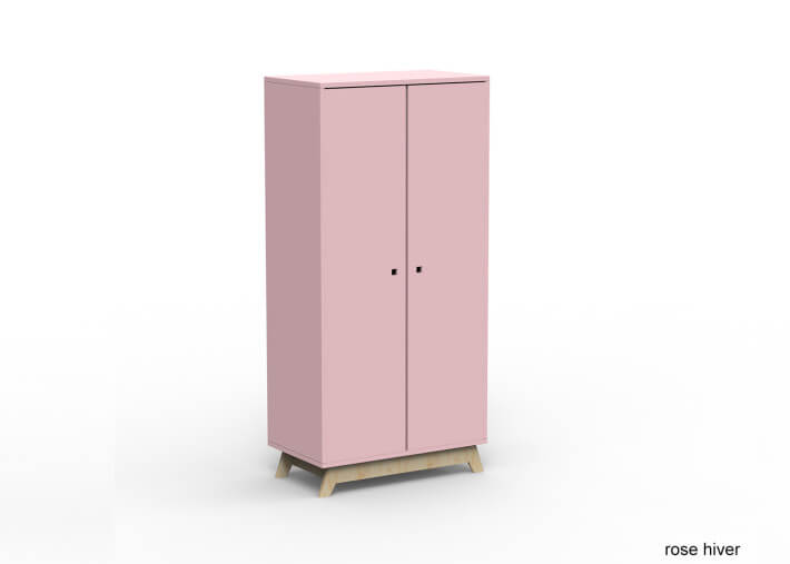 ARMOIRE 2 PORTES AVEC PENDERIE ET 6 ETAGERES - 26 COLORIS ET PIEDS EN BOULEAU - MADAVIN PAR MATHY BY BOLS