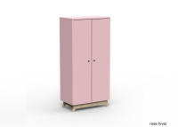 ARMOIRE 2 PORTES AVEC PENDERIE ET 6 ETAGERES - 26 COLORIS ET PIEDS EN BOULEAU - MADAVIN PAR MATHY BY BOLS