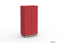ARMOIRE 2 PORTES AVEC PENDERIE ET 6 ETAGERES - 26 COLORIS ET PIEDS EN BOULEAU - MADAVIN PAR MATHY BY BOLS