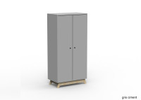 ARMOIRE 2 PORTES AVEC PENDERIE ET 6 ETAGERES - 26 COLORIS ET PIEDS EN BOULEAU - MADAVIN PAR MATHY BY BOLS