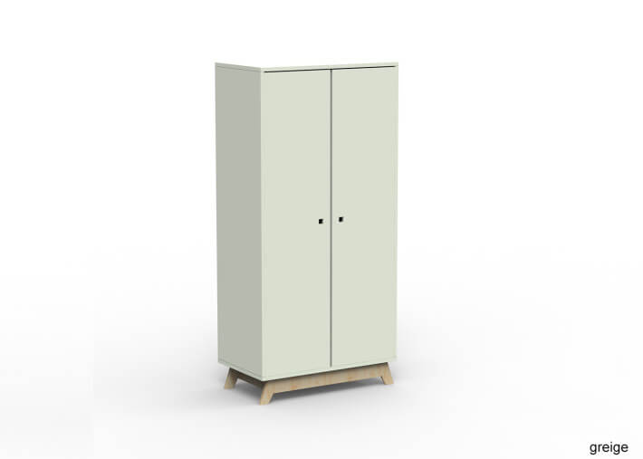 ARMOIRE 2 PORTES AVEC PENDERIE ET 6 ETAGERES - 26 COLORIS ET PIEDS EN BOULEAU - MADAVIN PAR MATHY BY BOLS