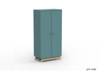 ARMOIRE 2 PORTES AVEC PENDERIE ET 6 ETAGERES - 26 COLORIS ET PIEDS EN BOULEAU - MADAVIN PAR MATHY BY BOLS