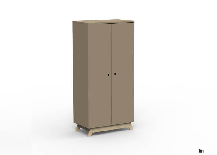 ARMOIRE 2 PORTES AVEC PENDERIE ET 6 ETAGERES - 26 COLORIS ET PIEDS EN BOULEAU - MADAVIN PAR MATHY BY BOLS