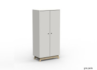 ARMOIRE 2 PORTES AVEC PENDERIE ET 6 ETAGERES - 26 COLORIS ET PIEDS EN BOULEAU - MADAVIN PAR MATHY BY BOLS